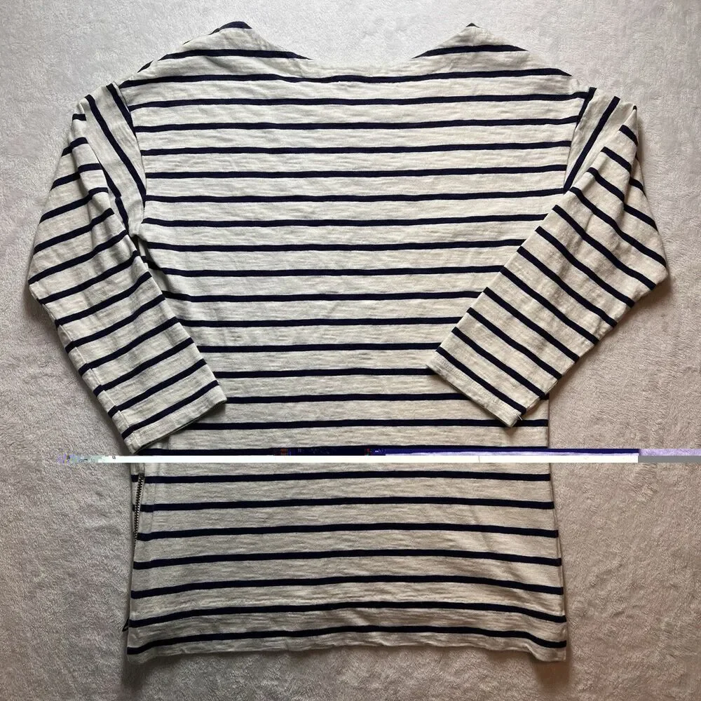 J.Crew Women’s Navy & White Knit Boatneck Top Size XXS Nautical Coastal